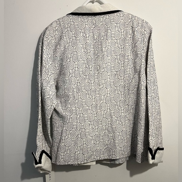 Rafael Y2K Black & White Linen Blend Open Front Jacket – Size 14 - Picture 4 of 10